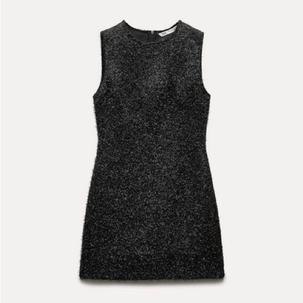 Zara Black Sparkle Sleeveless Mini Dress - Size XS